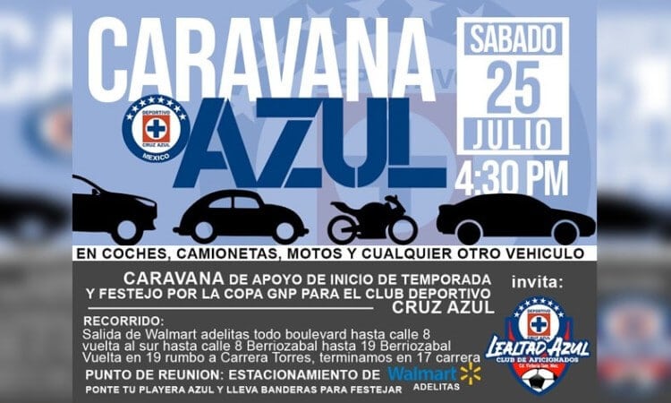 Alistan Caravana por la Copa GNP de Cruz Azul en Ciudad Victoria