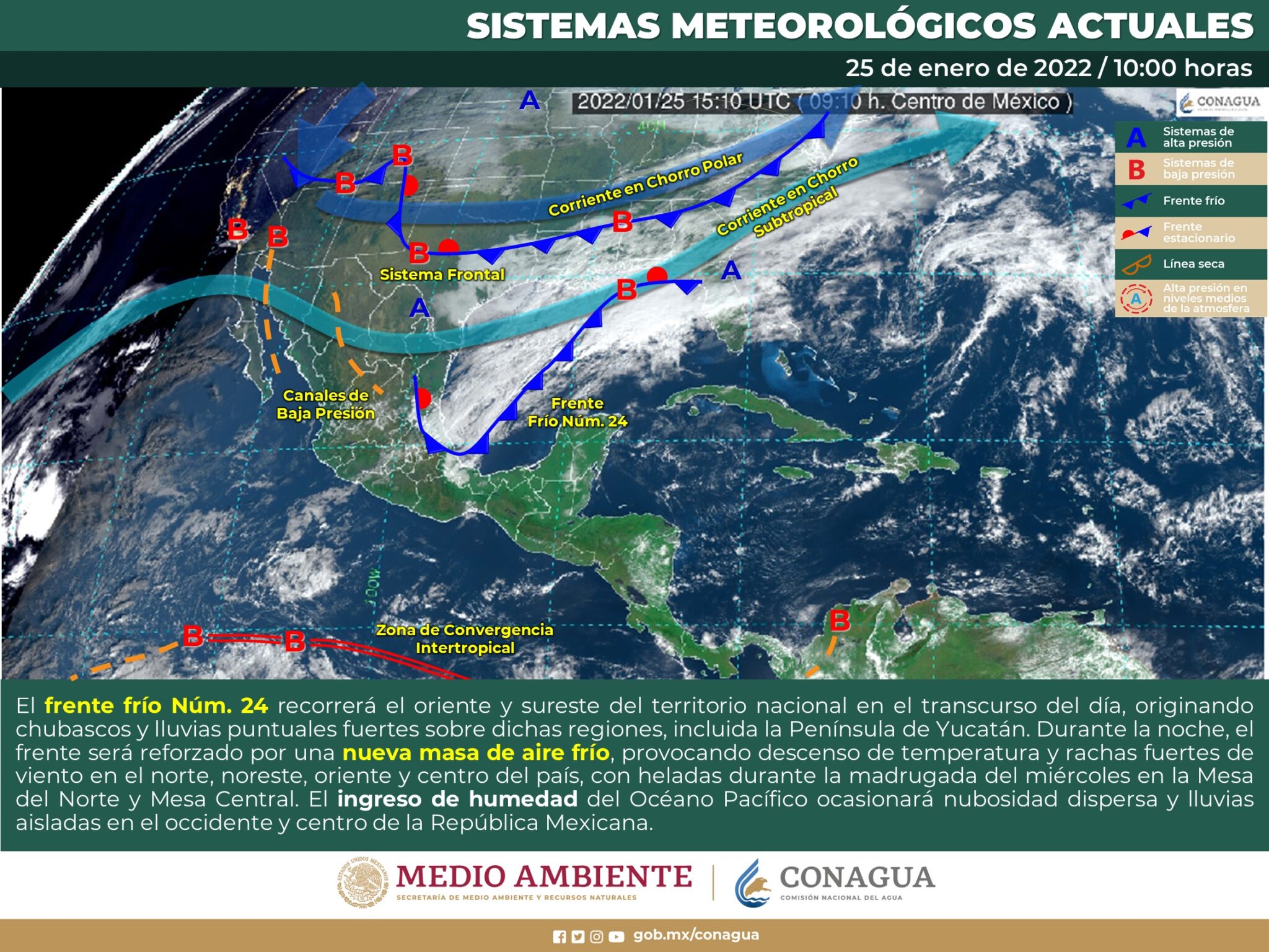 Con frente frío reforzado, las temperaturas se desplomarán en México