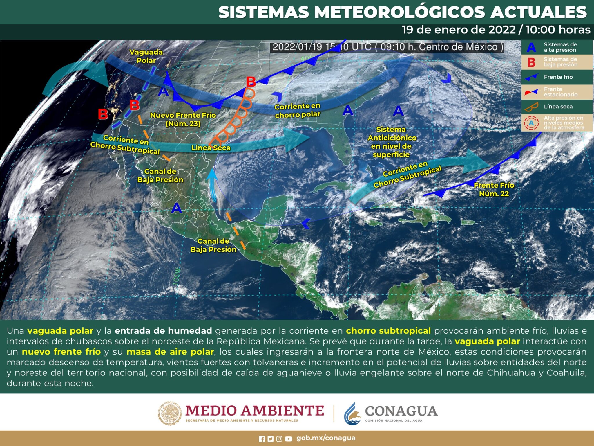 Las nieves de enero caerán debido al nuevo frente frío ¡esta noche ingresa a México!