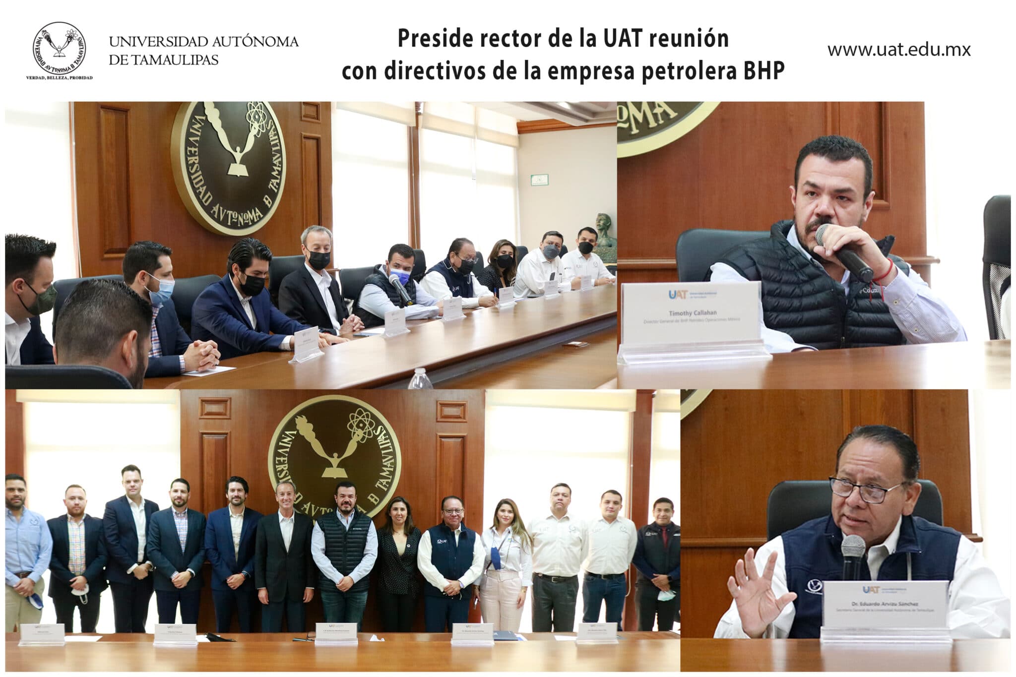 Preside rector de la UAT reunión con directivos de la empresa petrolera BHP