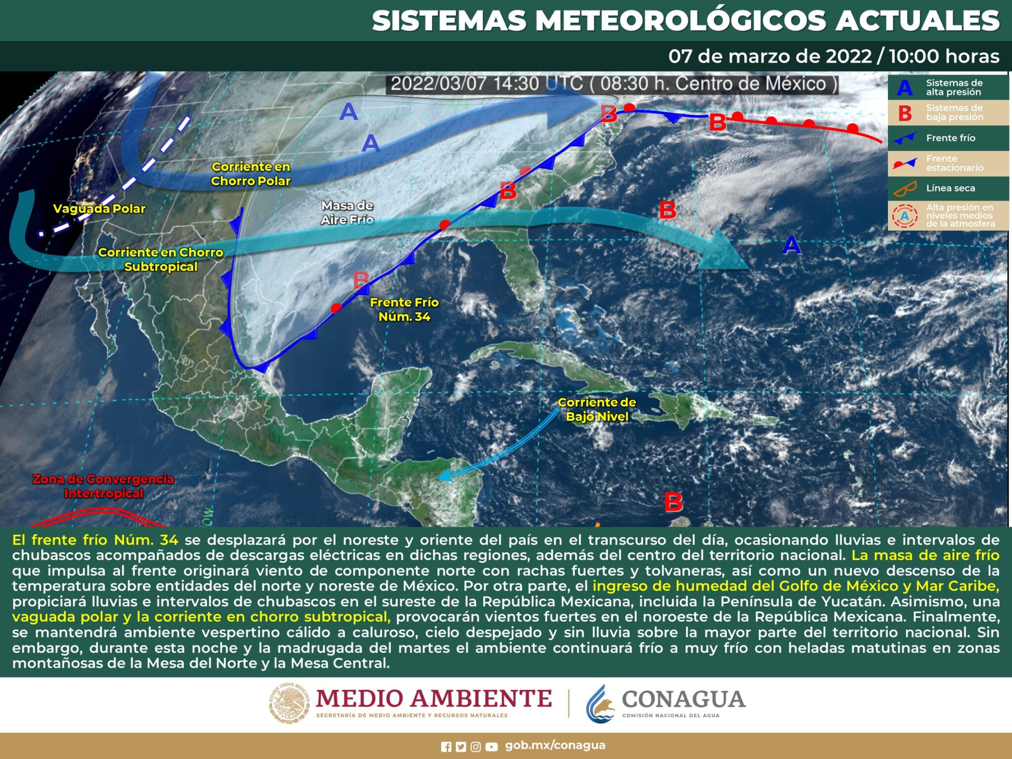 Clima: El nuevo Frente Frío traerá lluvias, heladas, frío, calor y fuertes vientos para el territorio mexicano