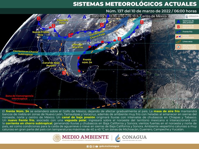 ¡Tápate de nuevo! Nuevo frente frío y vaguada polar se acercan al territorio nacional