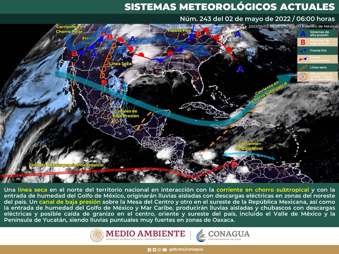 Línea seca, baja presión y onda cálida avanzan por México