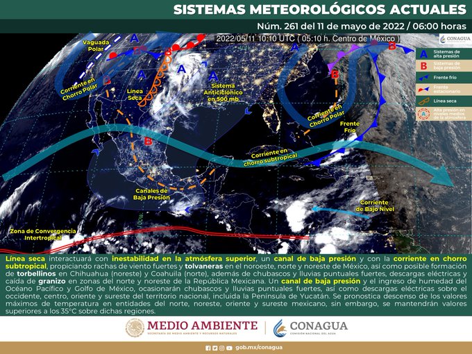 ¿Dónde lloverá hoy? Aquí el pronóstico del clima para hoy 11 de mayo en México