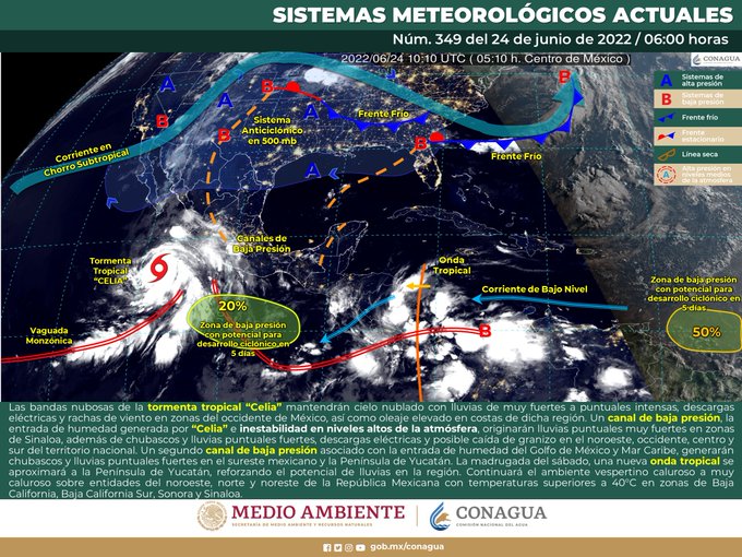 Las lluvias invadirán la mayor parte de México; “Celia” y dos sistemas más los responsables