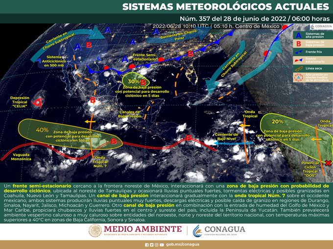 ¡Prevenidos! México está rodeado por tres zonas de baja presión con probabilidad ciclónica