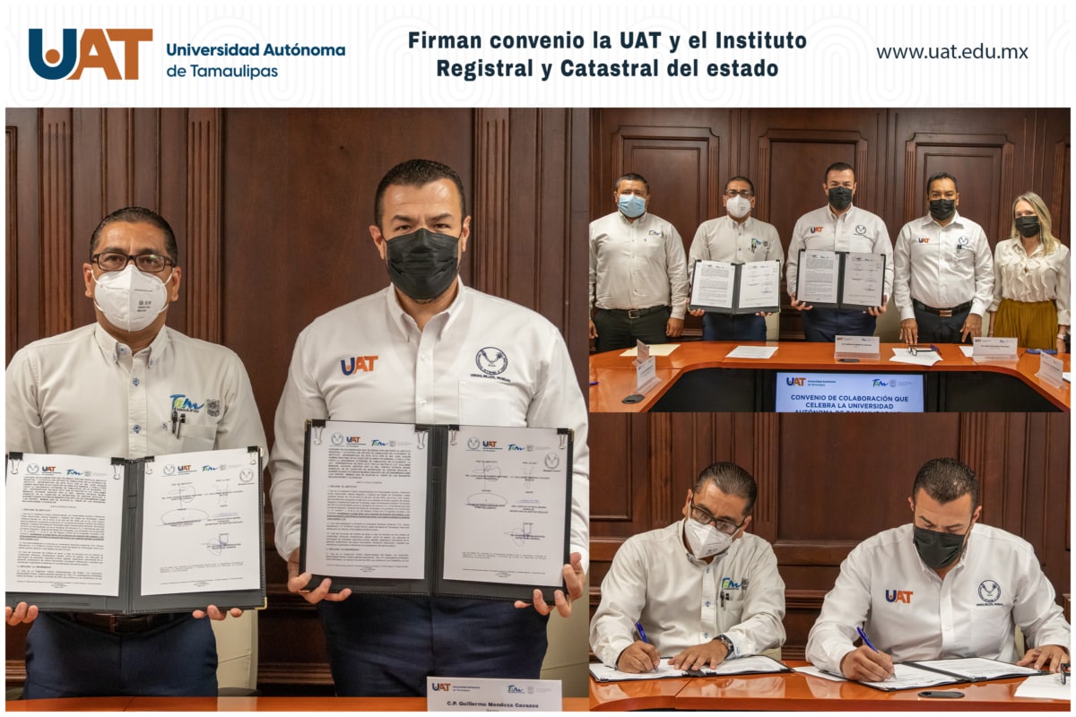 Firman convenio la UAT y el Instituto Registral y Catastral del estado