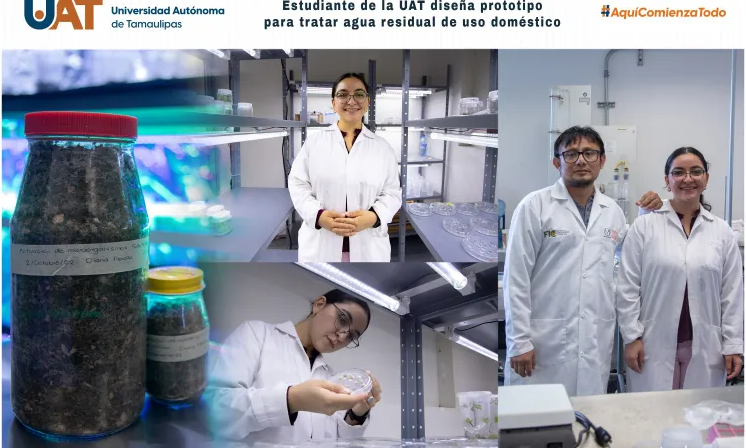 Estudiante de la UAT diseña prototipo para tratar agua residual de uso doméstico
