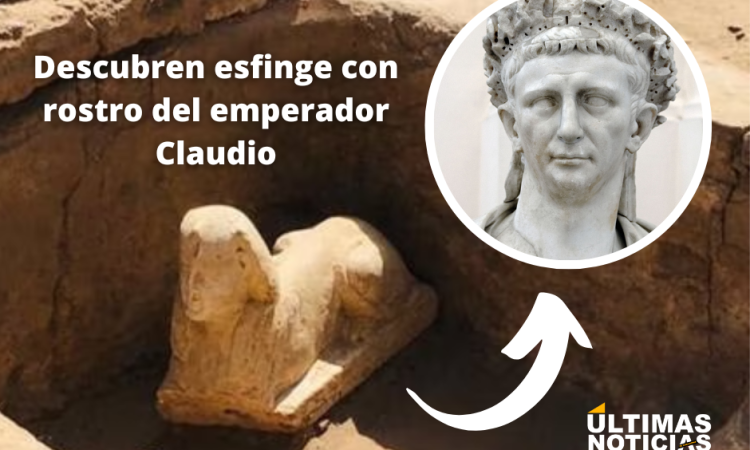 Descubren esfinge con el rostro ‘sonriente’ del emperador romano Claudio, en Egipto
