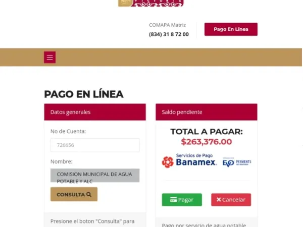 263 mil 376 pesos adeuda la COMAPA a la COMAPA