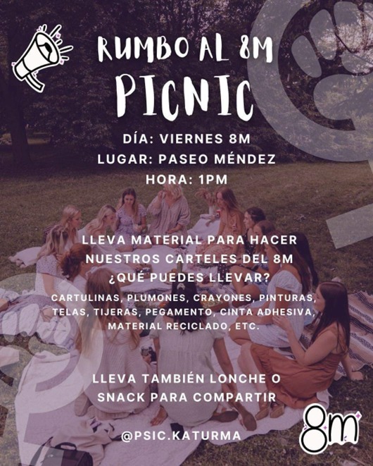 Llaman a Picnic en conmemoración al Día de la Mujer