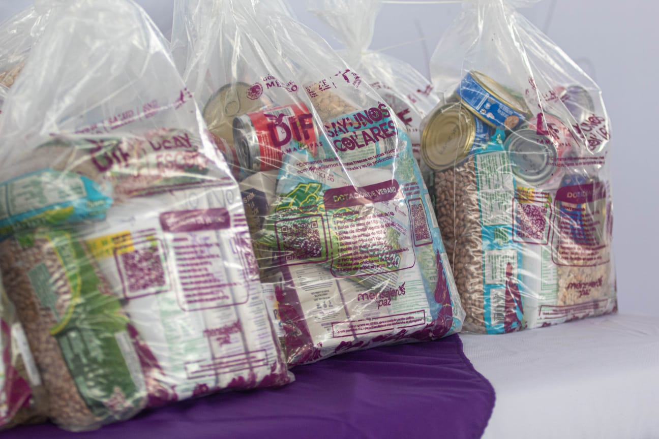 Reciben alumnos de nivel básico dotaciones alimenticias del DIF Tamaulipas durante las vacaciones