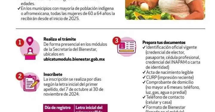 La próxima semana arranca registro al programa mujeres bienestar en Tamaulipas a partir de 60 años