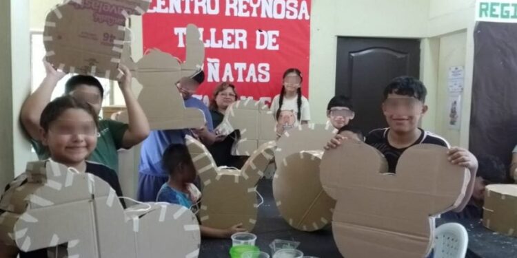 Fomentan valores y prevención del delito con taller infantil de piñatas en Reynosa