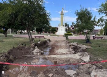 Aclara SOP alcances de trabajos en Plaza Héroes de la Independencia en Ciudad Victoria