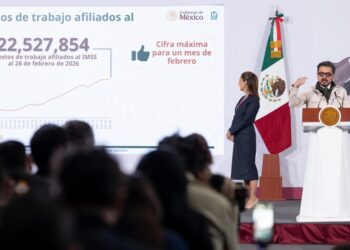 Presidenta Claudia Sheinbaum destaca registro de 22.5 millones de empleos afiliados al IMSS, la cifra más alta para un mes de febrero