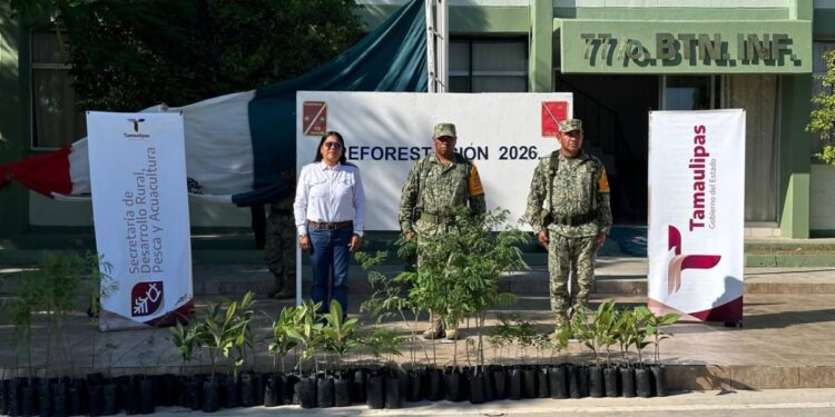 Entrega Gobierno de Tamaulipas 200 árboles al 77/o Batallón de Infantería
